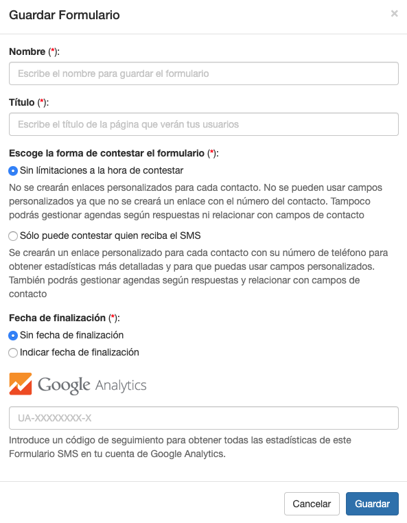 Recuerda poner el código de Google Analytics en tus Formularios - ACINTEC SMS