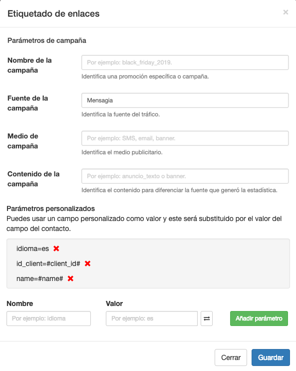Etiquetado de enlaces - ACINTEC SMS
