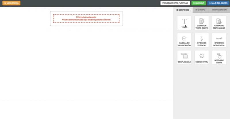 Añadir contenido Formularios- ACINTEC SMS