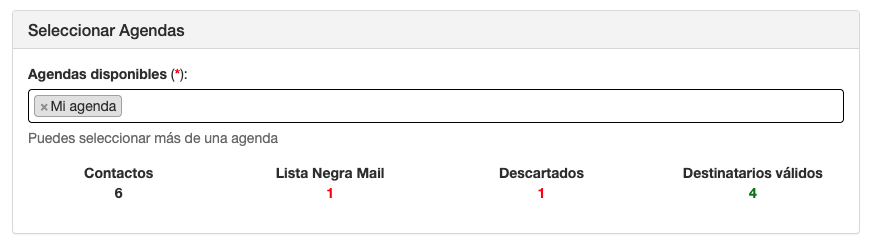 Escoge una o más agendas para realizar campañas de email marketing - ACINTEC SMS