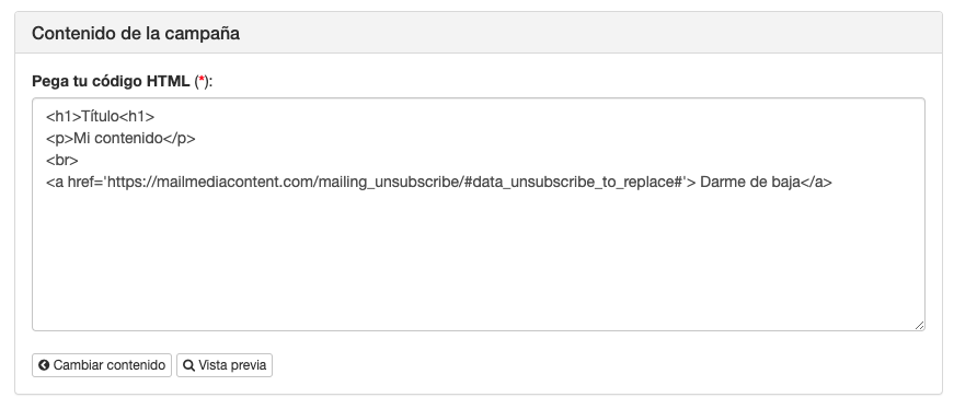 Añade tu propio HTML en campañas de email marketing - ACINTEC SMS