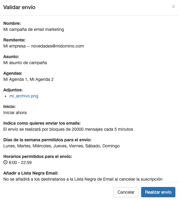 Resumen del envío en tus campañas de email marketing - ACINTEC SMS