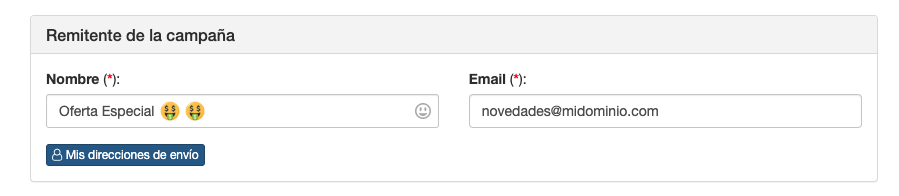 Cambiar el nombre de una dirección de envío en una campaña - ACINTEC SMS