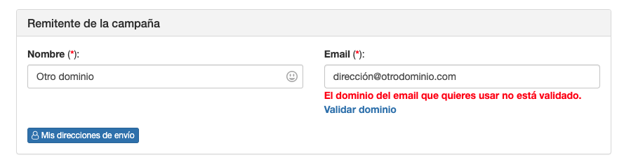 Error Creando una dirección desde Campañas - ACINTEC SMS