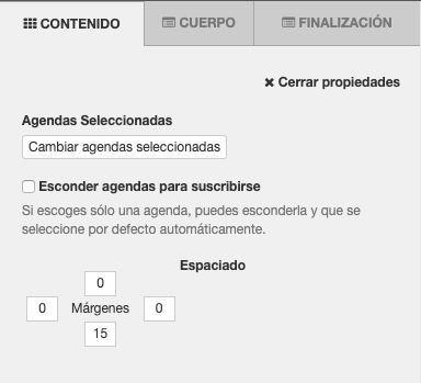 Puedes esconder las agendas si solo hay una seleccionada - ACINTEC SMS