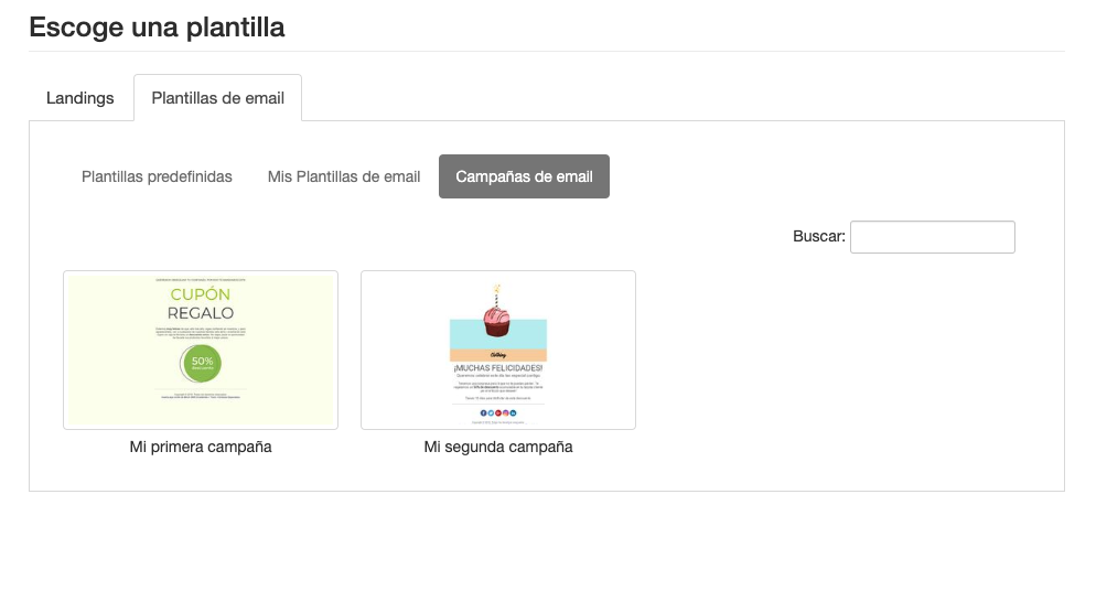 Escoge una plantilla al crear una Plantilla de Email - ACINTEC SMS